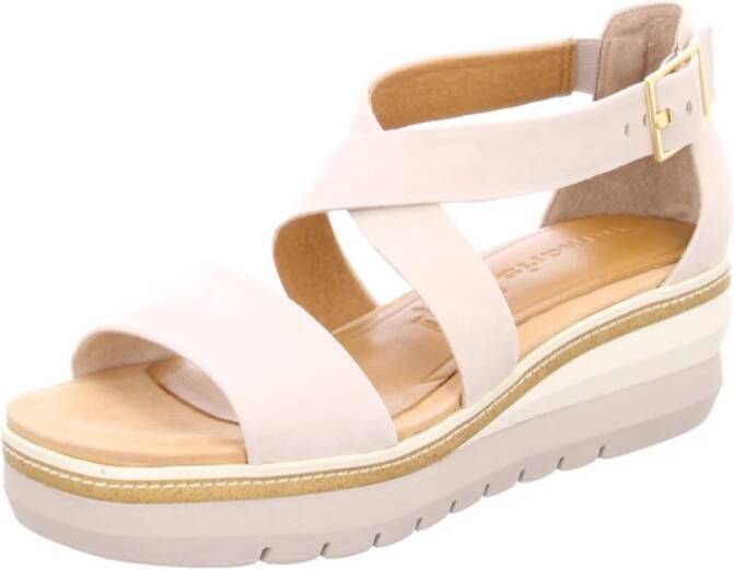 Tamaris Beige Damesandalen van veloursleer