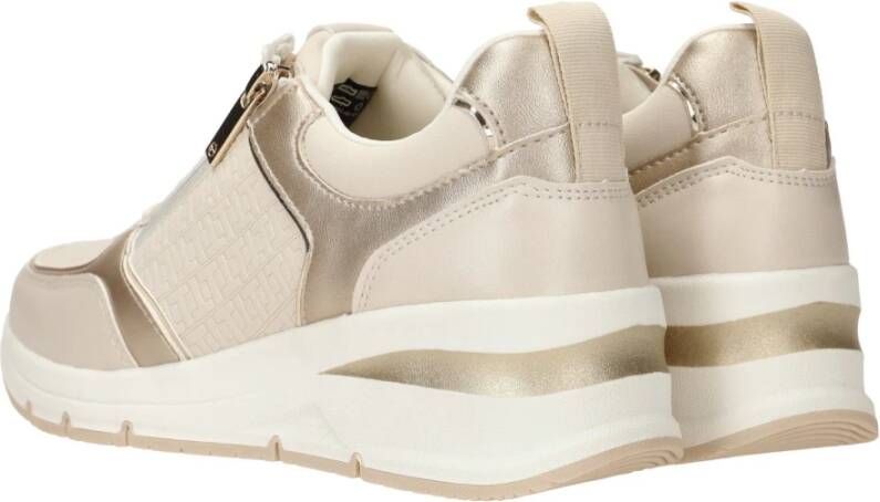 tamaris Beige Sneaker met Stijlvolle Gouden Accenten Beige Dames