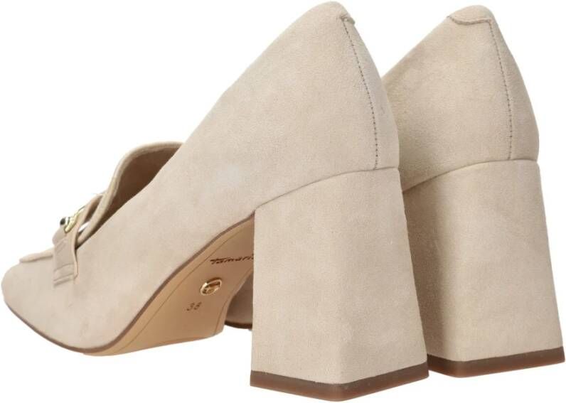 tamaris Beige Suède Pump met Gouden Detail Beige Dames