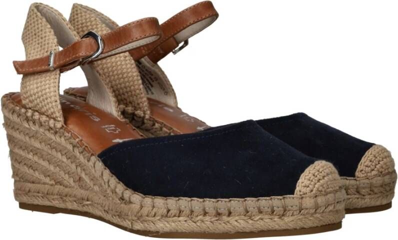 tamaris Blauwe Suède Espadrille Sleehak Sandaal Multicolor Dames