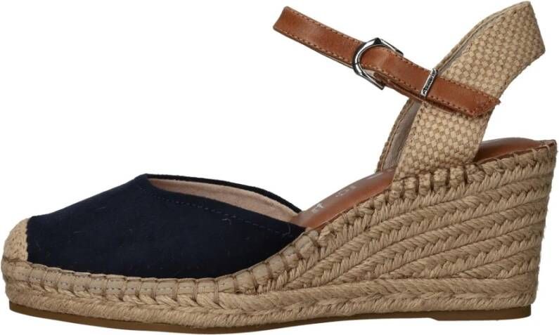 tamaris Blauwe Suède Sleehak Espadrille Sandaal Blue Dames