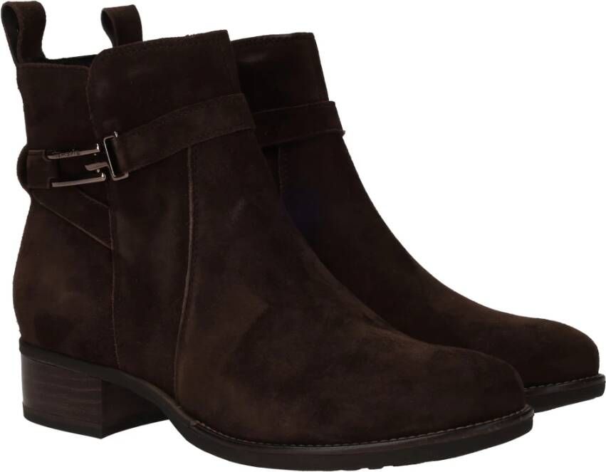 tamaris Bruine Suède Enkellaars met Lage Hak Brown Dames