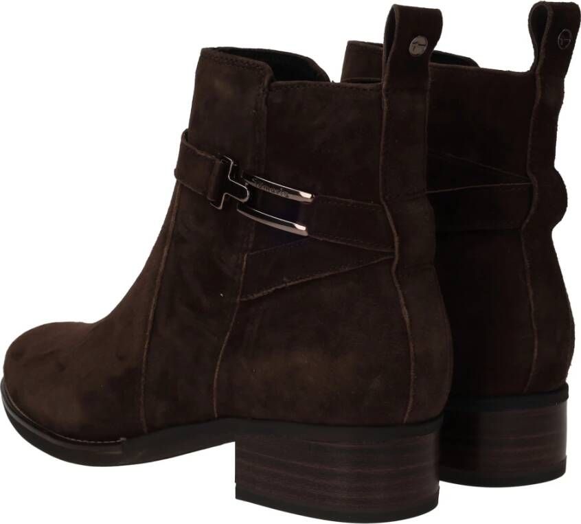 tamaris Bruine Suède Enkellaars met Lage Hak Brown Dames