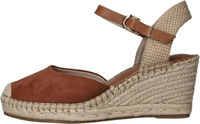 tamaris Bruine Suède Espadrille Sleehakken Brown Dames