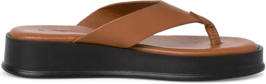 tamaris Casual open slippers leer Bruin Dames