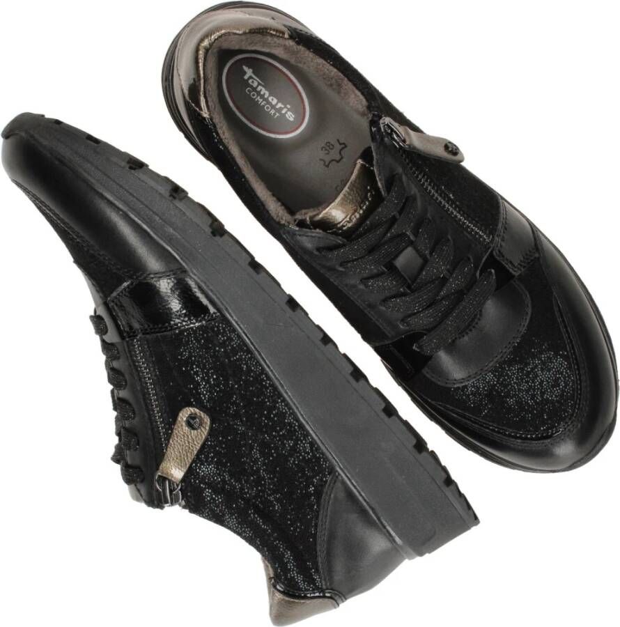 tamaris Comfortabele sneaker met glittereffect Zwart Dames