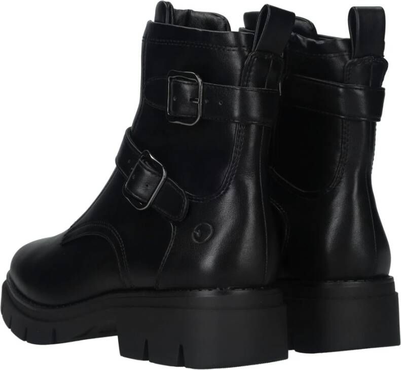 tamaris Stoere vegan bikerboot met rits en gespen Zwart Dames