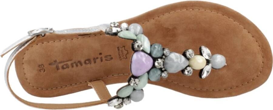 tamaris Stijlvolle Platte Sandalen voor Vrouwen Gray Dames