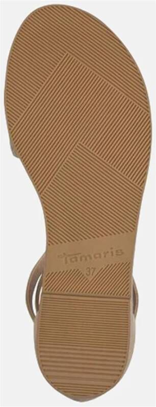 Tamaris Geometrische Beige Sandalen met Platte Zool