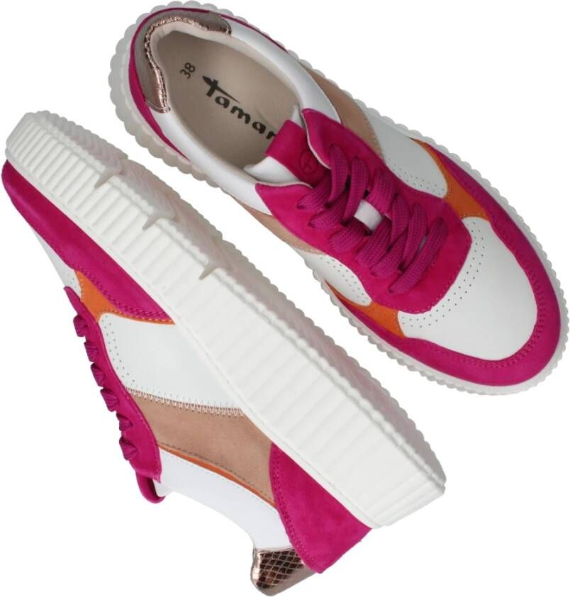tamaris Gestreepte Platform Sneakers in Roze Oranje Multicolor Dames