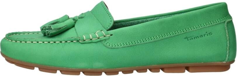 tamaris Groene leren loafers voor dames Green Dames