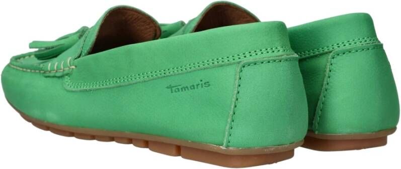 tamaris Groene leren loafers voor dames Green Dames