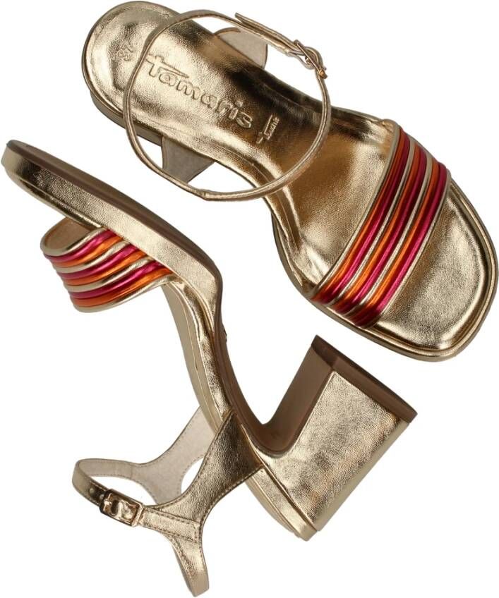 tamaris Metallic Gouden Sandalette Vegan Zomer Look Multicolor Dames