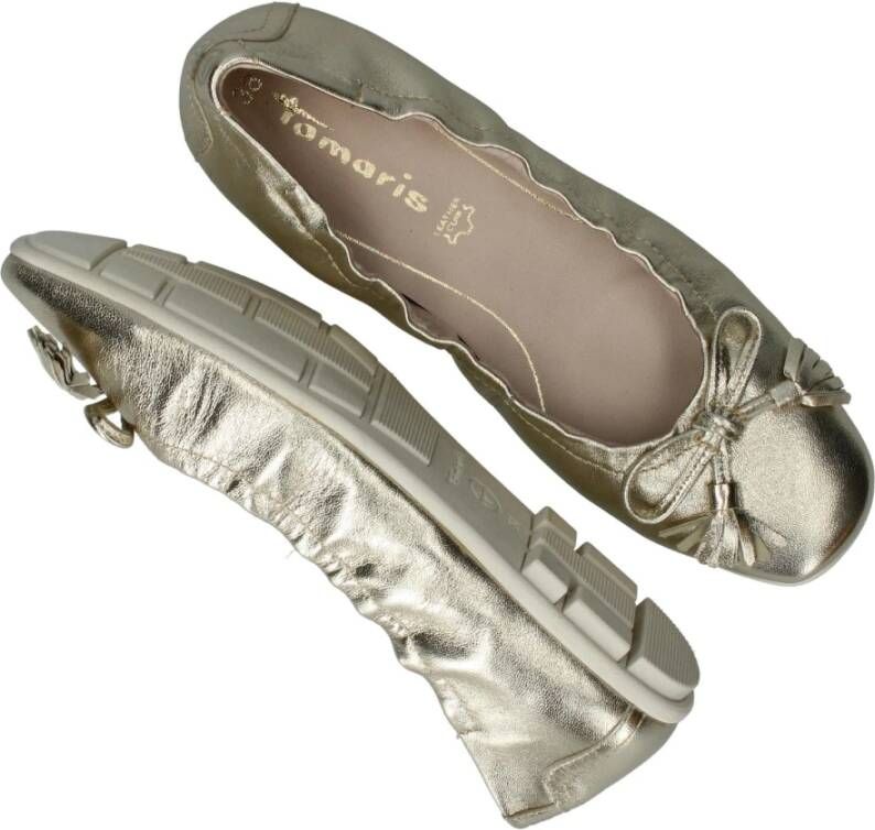 tamaris Metallic leren ballerina schoenen Yellow Dames