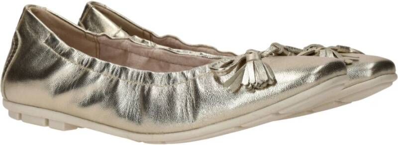 tamaris Metallic leren ballerina schoenen Yellow Dames