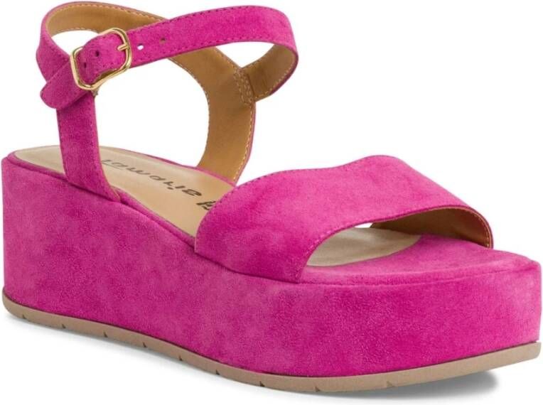 tamaris Roze Suède Casual Open Sandalen Pink Dames