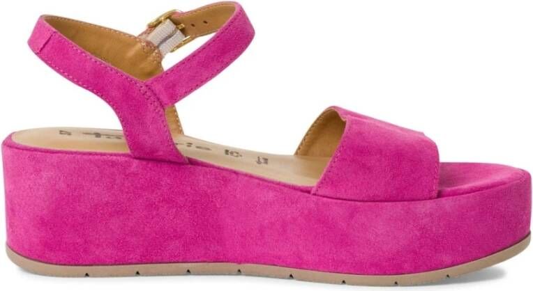 tamaris Roze Suède Casual Open Sandalen Pink Dames