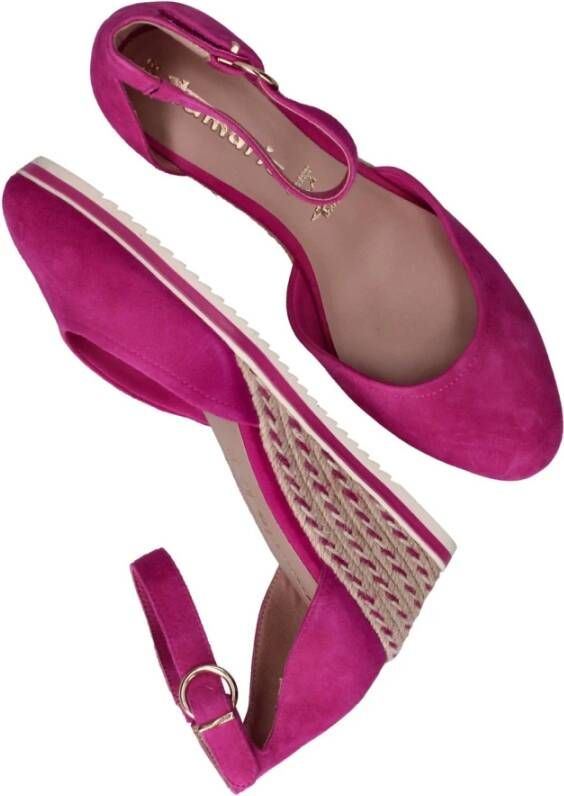 tamaris Roze Suède Sleehak Espadrille Sandaal Pink Dames