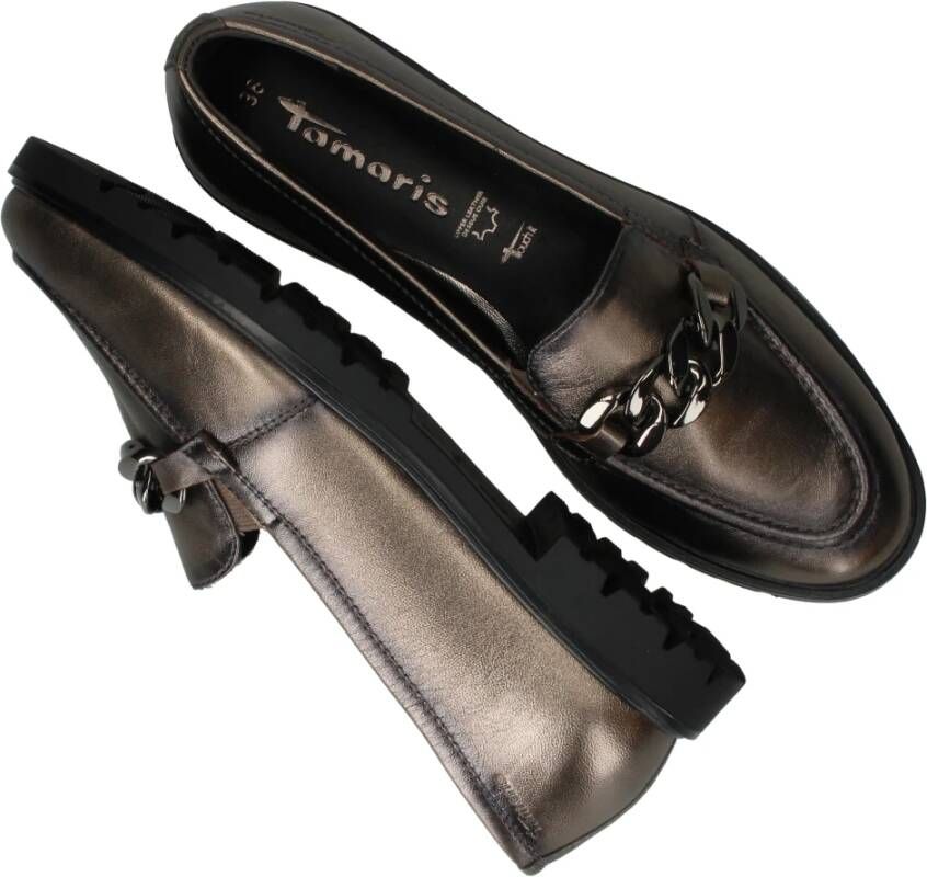 tamaris Stijlvolle Loafer in Metallic Zilver Gray Dames