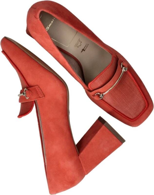 tamaris Trendy Oranje Suède Pump met Zilveren Detail Orange Dames