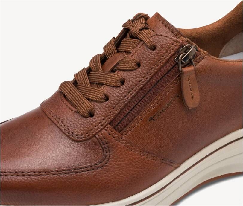 Tamaris Urban-Chic Bruine Sneakers met Dubbele Rits