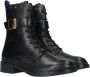 Tamaris Zwarte leren veterschoen met gouden details Zwart Dames - Thumbnail 18