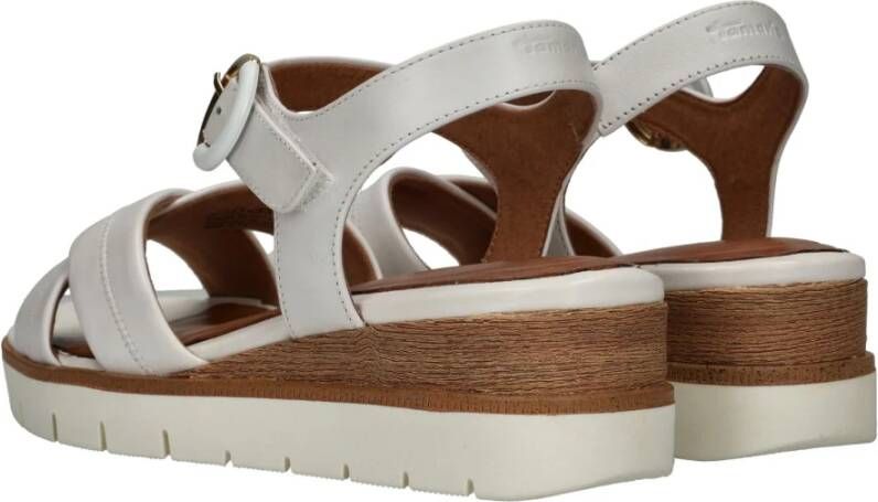 tamaris Witte Leren Sandaal met Klittenbandsluiting White Dames