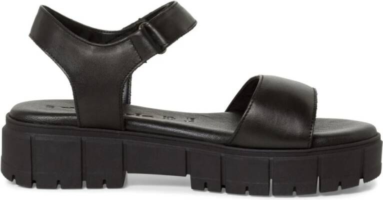 tamaris Zwarte Casual Open Platte Sandalen Black Dames