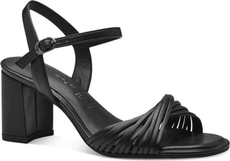 tamaris Zwarte Elegante Open Platte Sandalen Black Dames