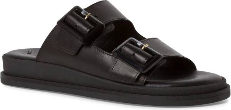 tamaris Zwarte Leren Casual Open Slippers Black Dames