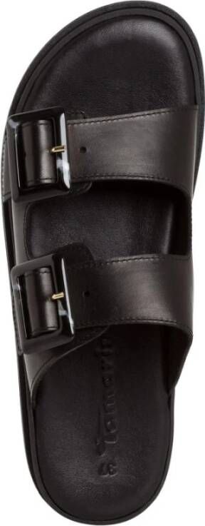 tamaris Zwarte Leren Casual Open Slippers Black Dames