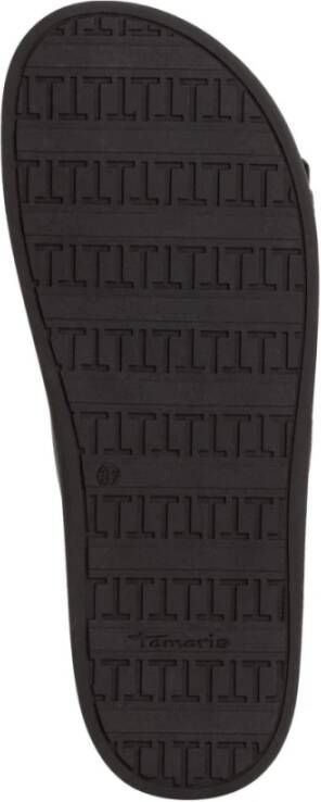 tamaris Zwarte Leren Casual Open Slippers Black Dames