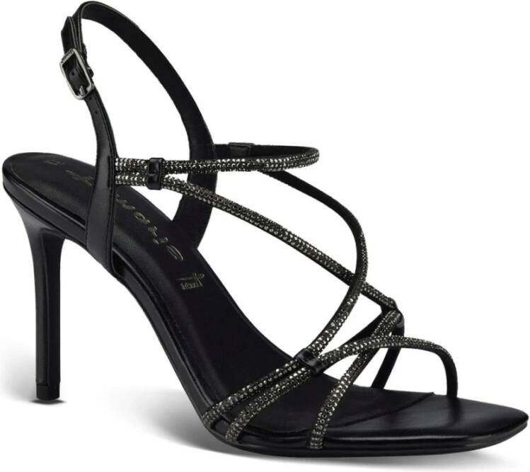 tamaris Zwarte metalen elegante open sandalen Black Dames