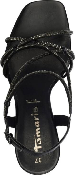 tamaris Zwarte metalen elegante open sandalen Black Dames