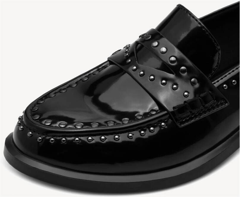 Tamaris Zwarte platte loafers met studs