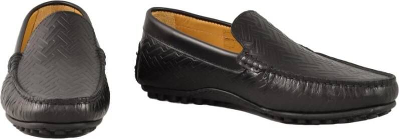 Testoni Leren Schoenen Rubberen Zool Black Heren
