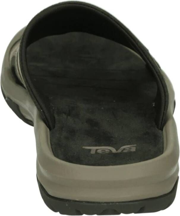 Teva Bruin leren slide sandalen