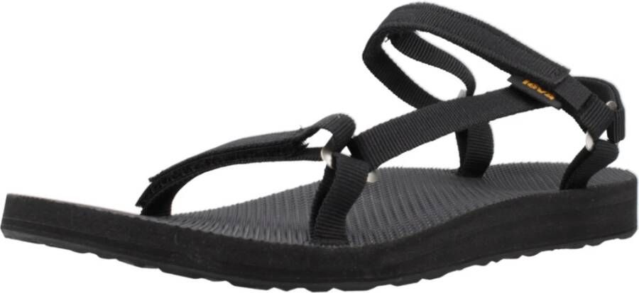 Teva Stijlvolle platte sandalen voor vrouwen Black Dames