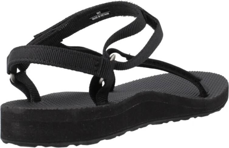 Teva Stijlvolle platte sandalen voor vrouwen Black Dames