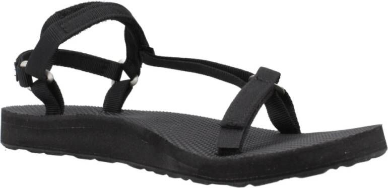 Teva Stijlvolle platte sandalen voor vrouwen Black Dames