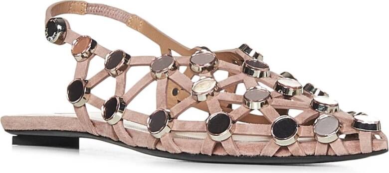 The Attico Beige Ballerina Flats met Mirror Studs Beige Dames