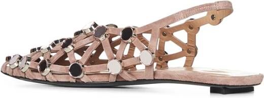 The Attico Beige Ballerina Flats met Mirror Studs Beige Dames