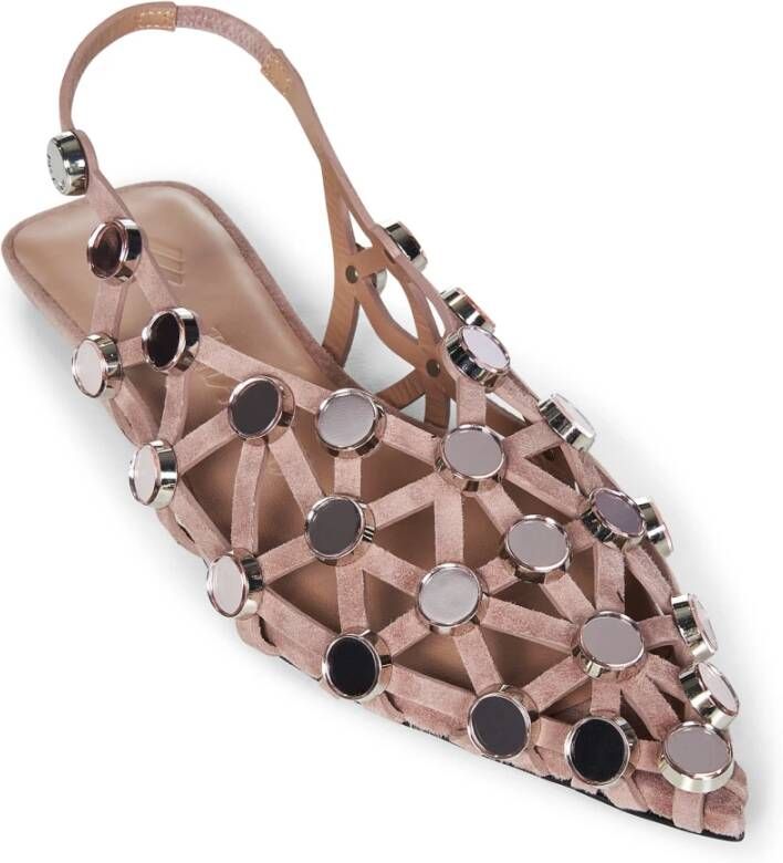 The Attico Beige Ballerina Flats met Mirror Studs Beige Dames