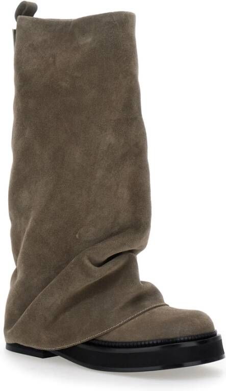 The Attico Beige Suède Leren Dameslaarzen met Logo Beige Dames