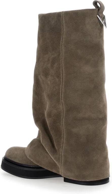 The Attico Beige Suède Leren Dameslaarzen met Logo Beige Dames