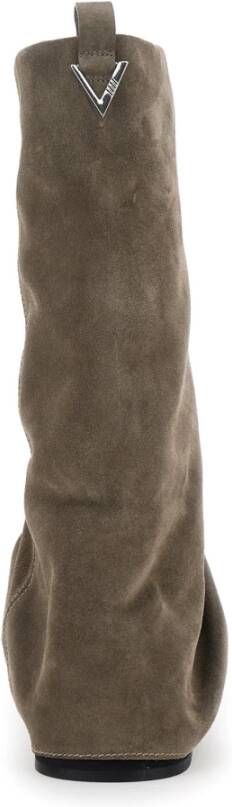 The Attico Beige Suède Leren Dameslaarzen met Logo Beige Dames