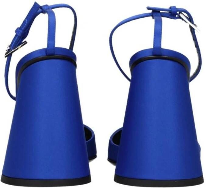 The Attico Blauwe Satijnen Hoge Hak Sandalen met Gesp