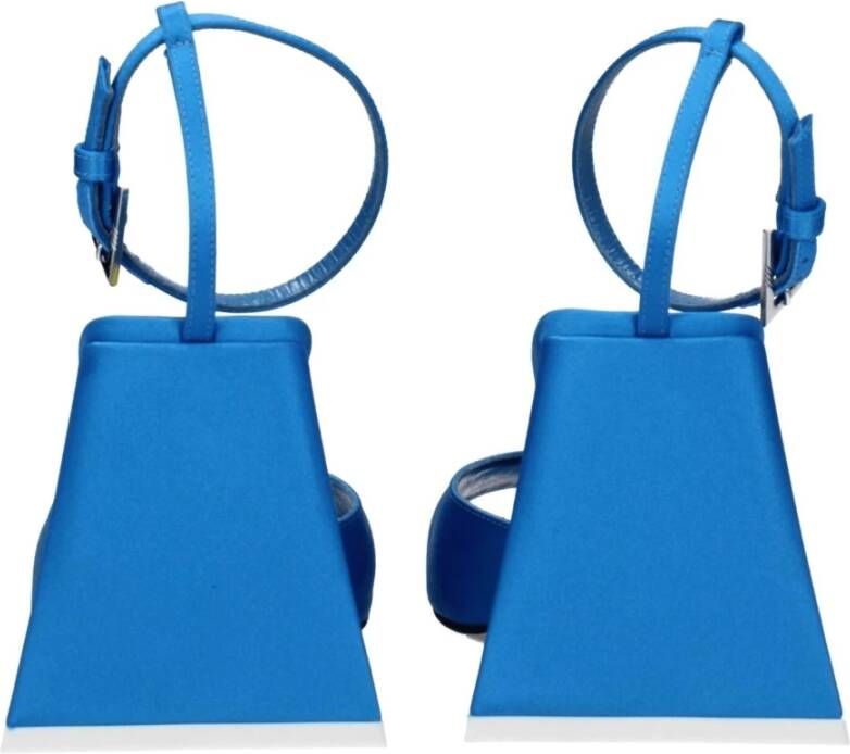 The Attico Blauwe Satijnen Stiletto Hakken Sandalen