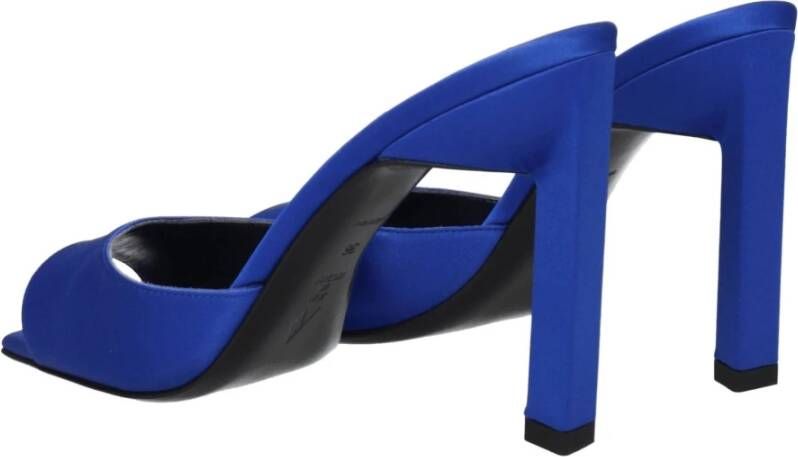 The Attico Blauwe Satijnen Stiletto Hakken Sandalen