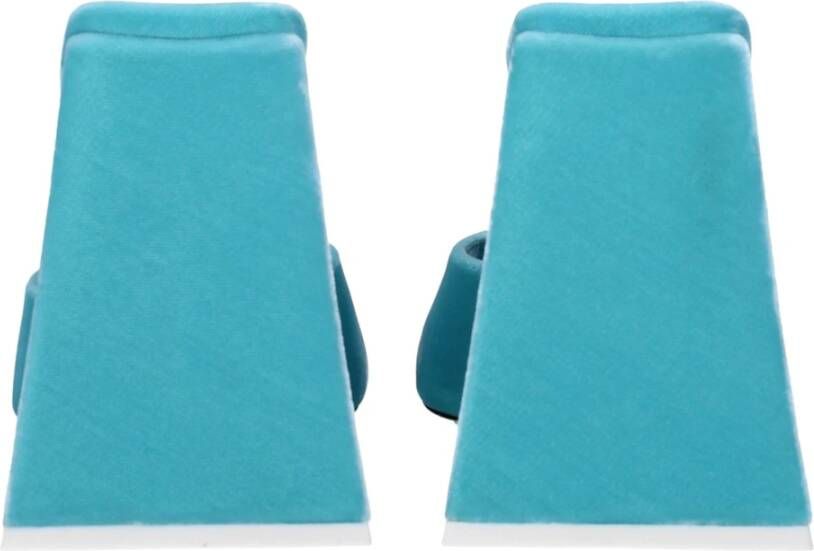 The Attico Blauwe Velvet Hoge Hak Sandaal